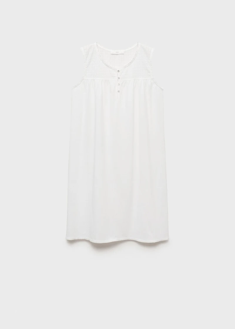 Cotton nightdress with embroidered detail