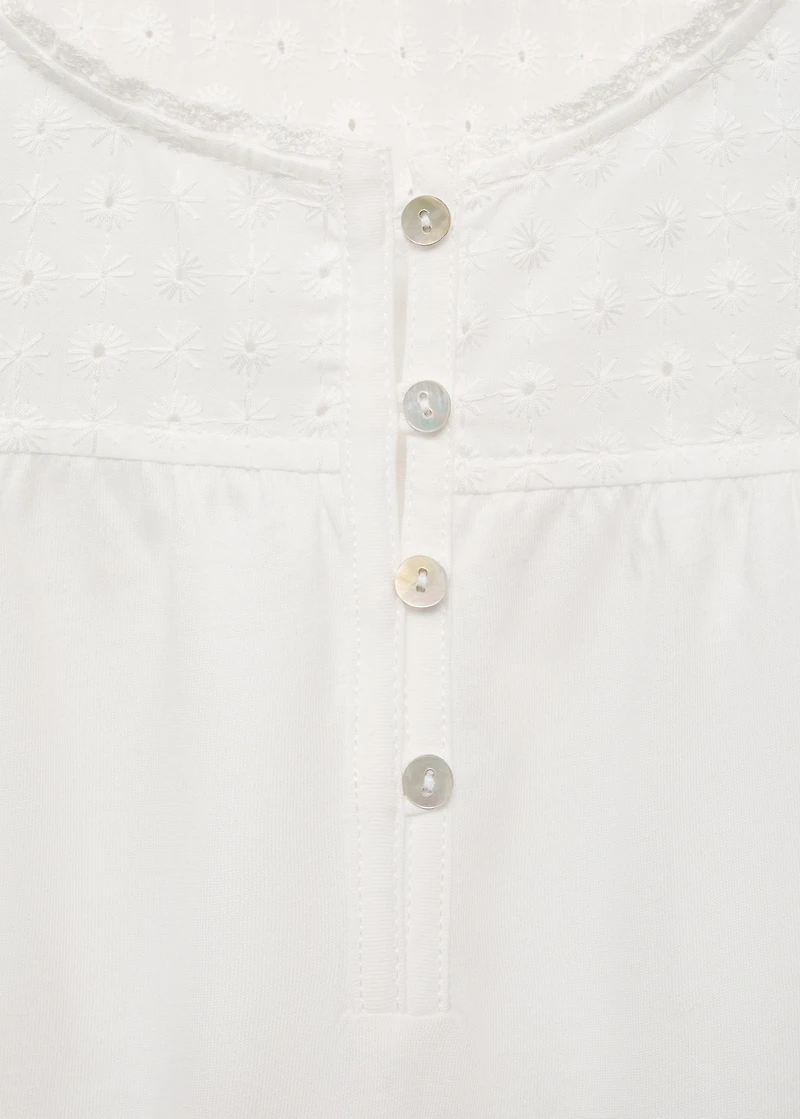 Cotton nightdress with embroidered detail