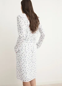 Floral-print dressing gown with lace trim