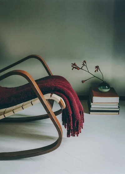 Bouclé-effect wool blanket