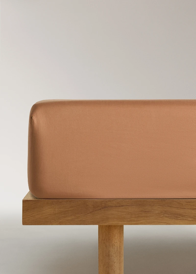 Washed cotton satin fitted sheet for cm bed