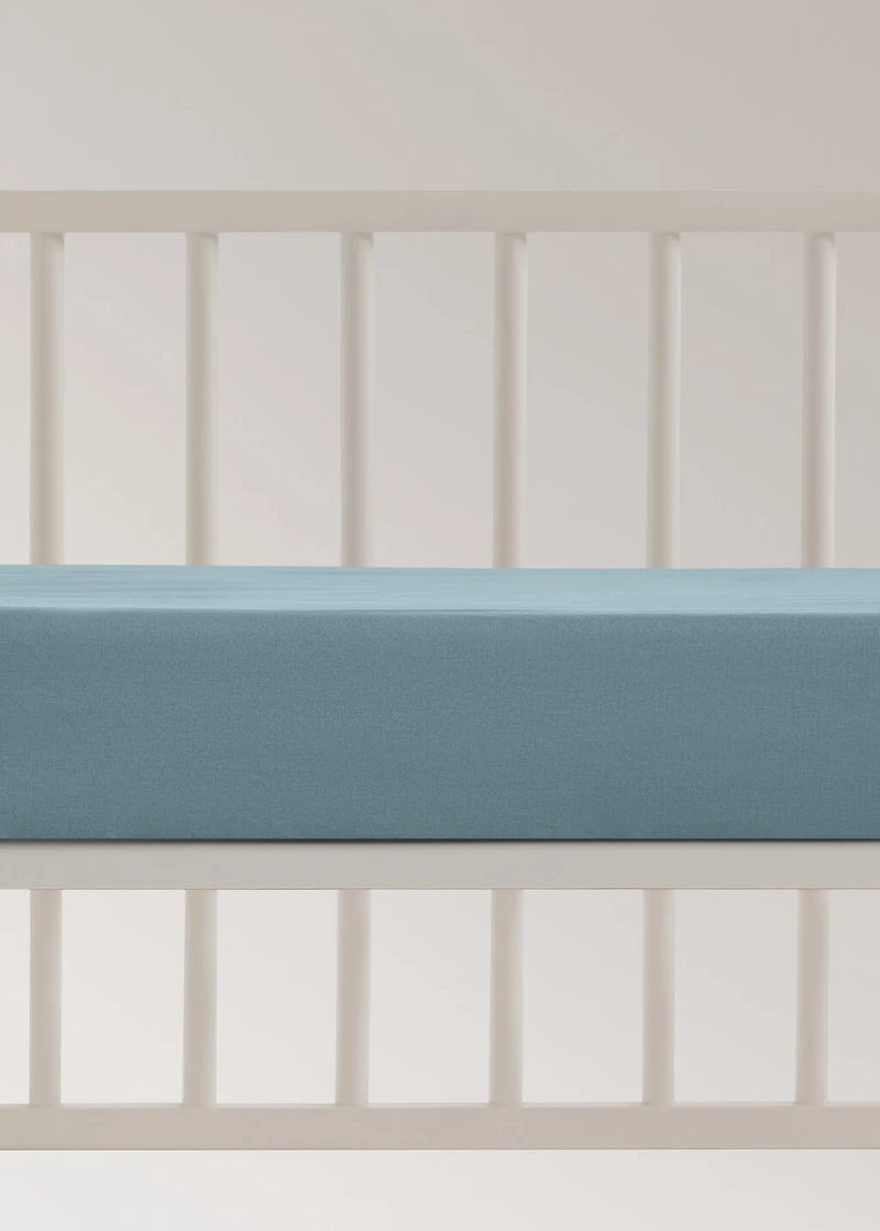 Percale cotton fitted sheet for cot