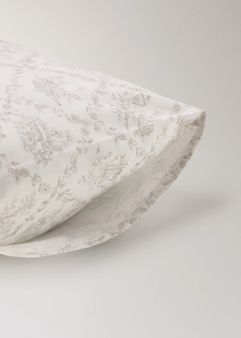 Toile de Jouy percale cotton pillowcase 30x50 cm