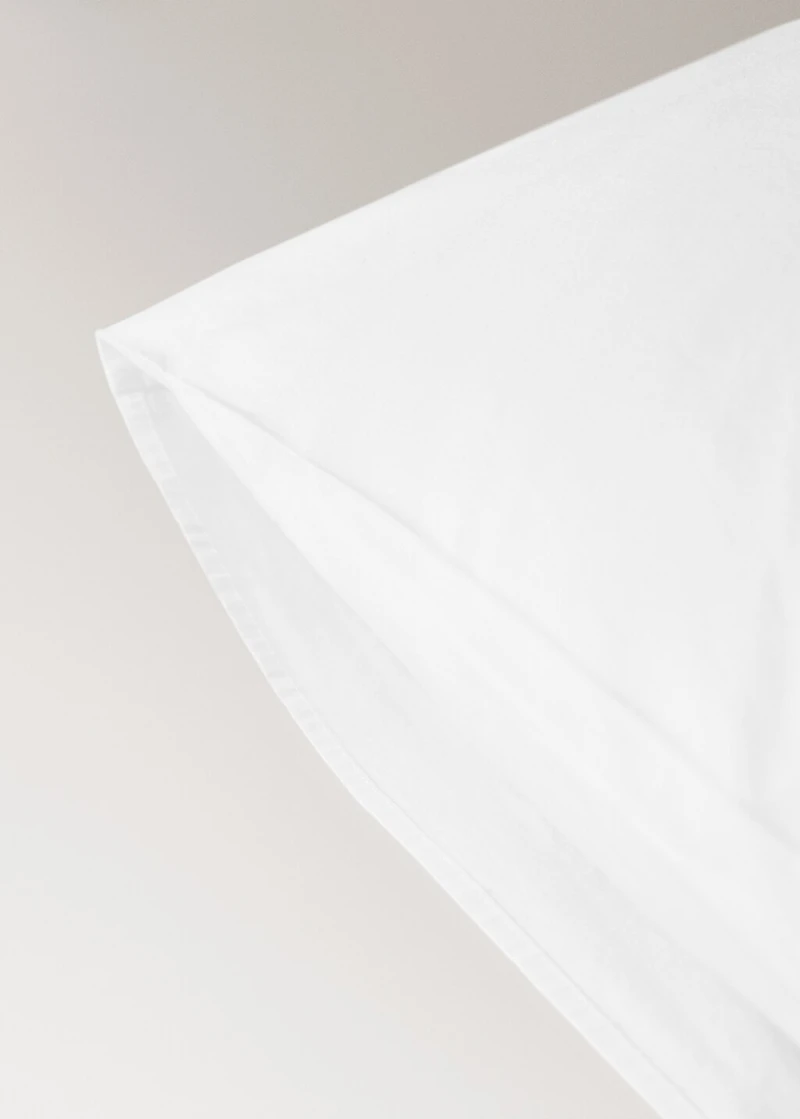 200-thread count percale cotton pillowcase in with embroidered detail for cot