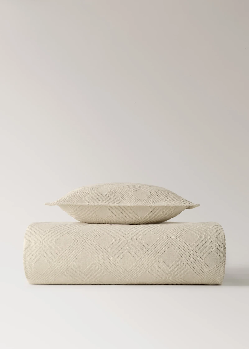 Jacquard cotton diamond-print cushion cover for 50x50 cm bed