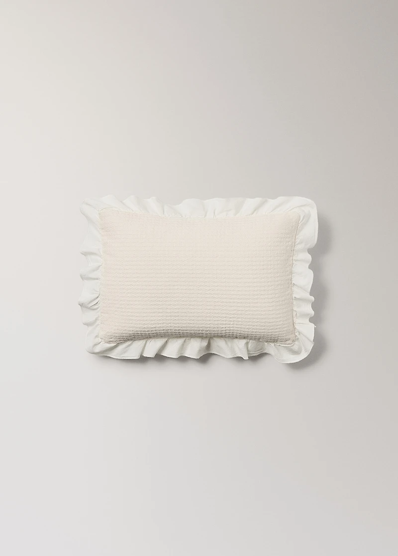 Cotton jacquard bed cushion cover with ruffle 30x40 cm