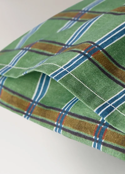 Percale cotton check-print children's pillowcase 30x50 cm