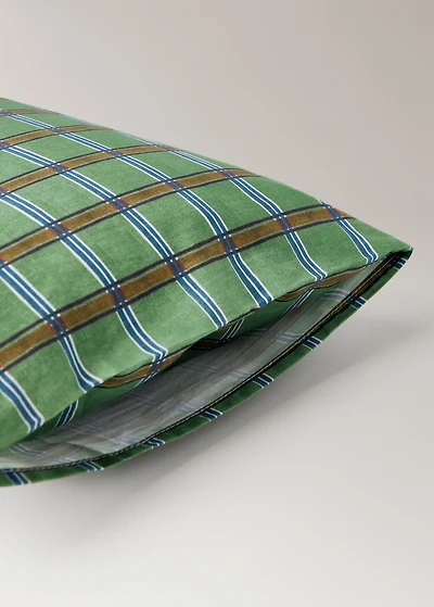 Percale cotton check-print children's pillowcase 30x50 cm