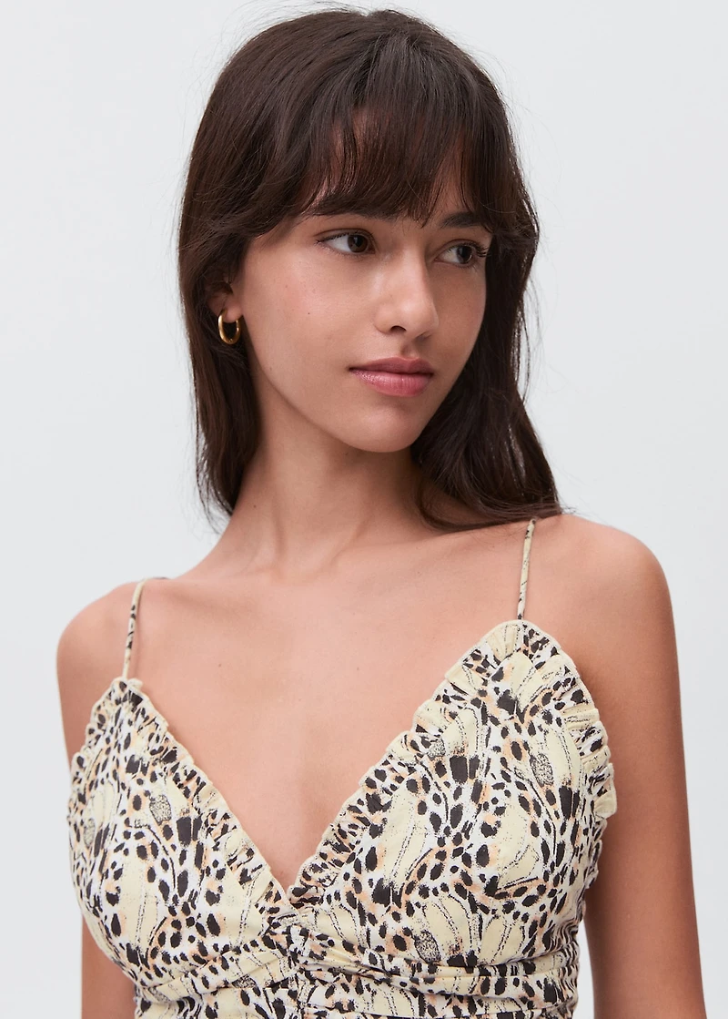 Printed ruched dress