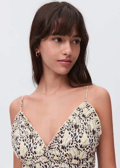 Printed ruched dress