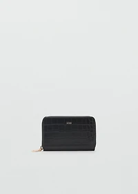 Medium wallet with croc effect