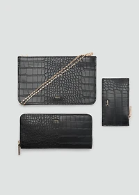Medium wallet with croc effect