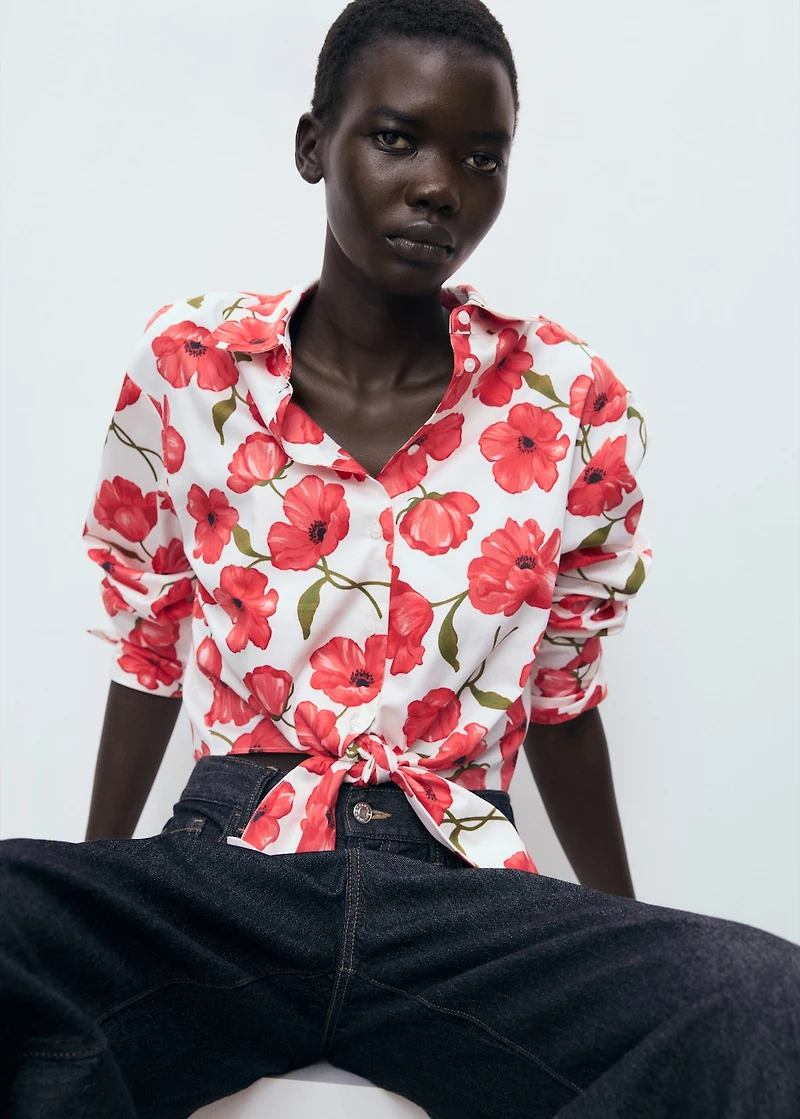 Floral-print poplin shirt