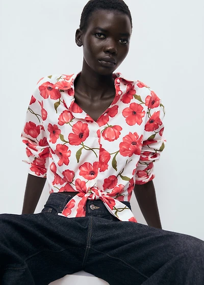 Floral-print poplin shirt