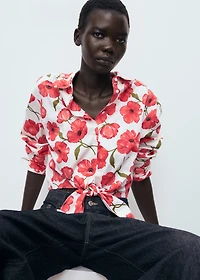 Floral-print poplin shirt