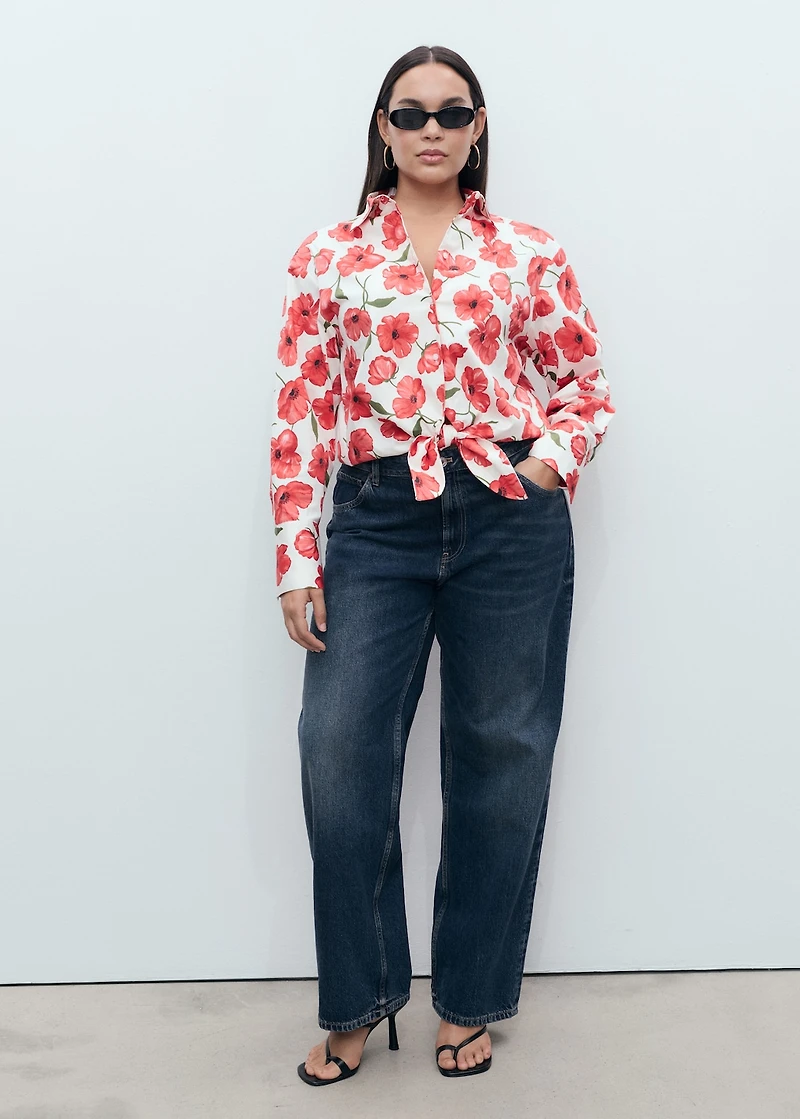 Floral-print poplin shirt
