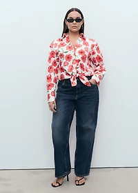 Floral-print poplin shirt