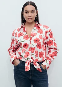 Floral-print poplin shirt