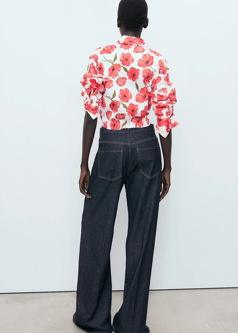 Floral-print poplin shirt