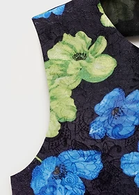Floral-print open-back cropped blouse