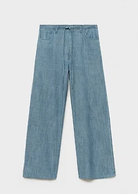Wide-leg denim pants with belt