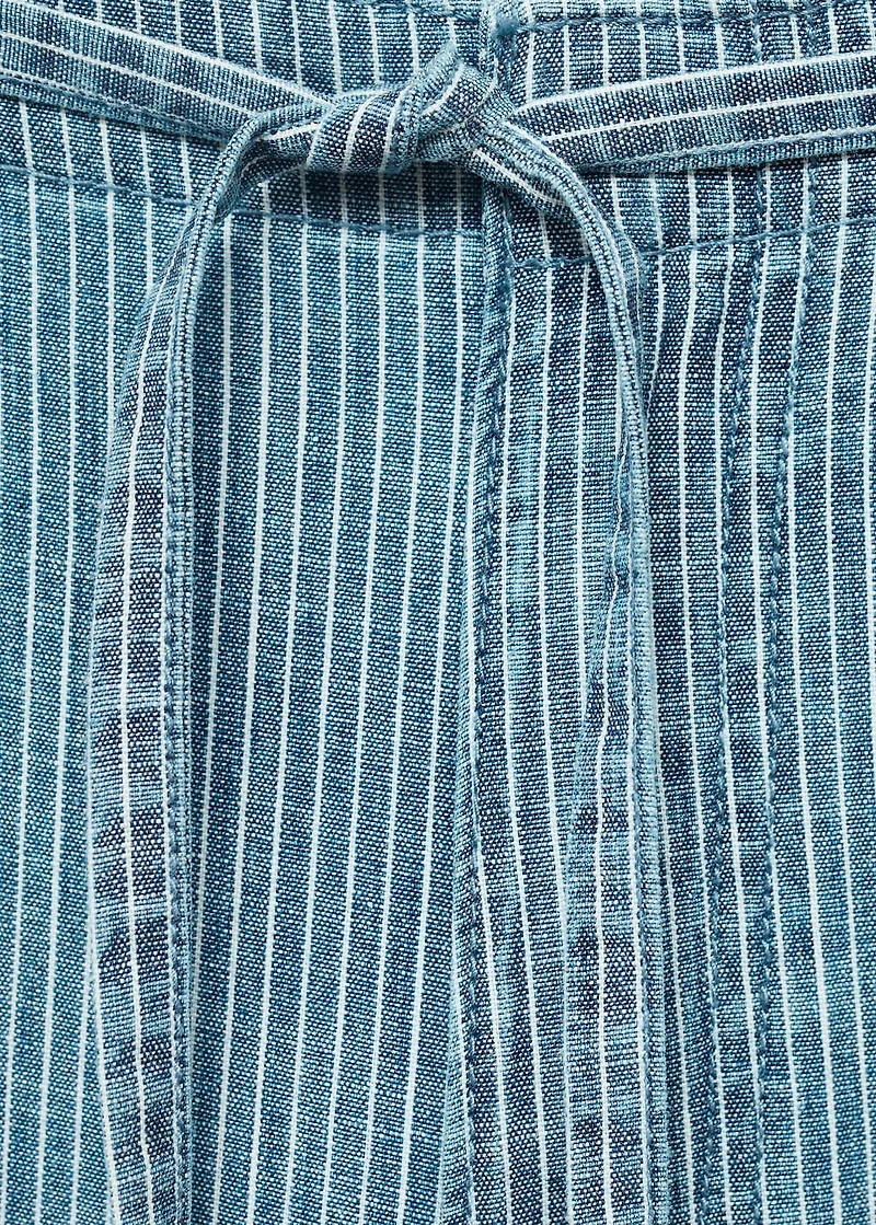 Wide-leg denim pants with belt