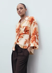 Palm-tree shirt with three-quarter sleeves