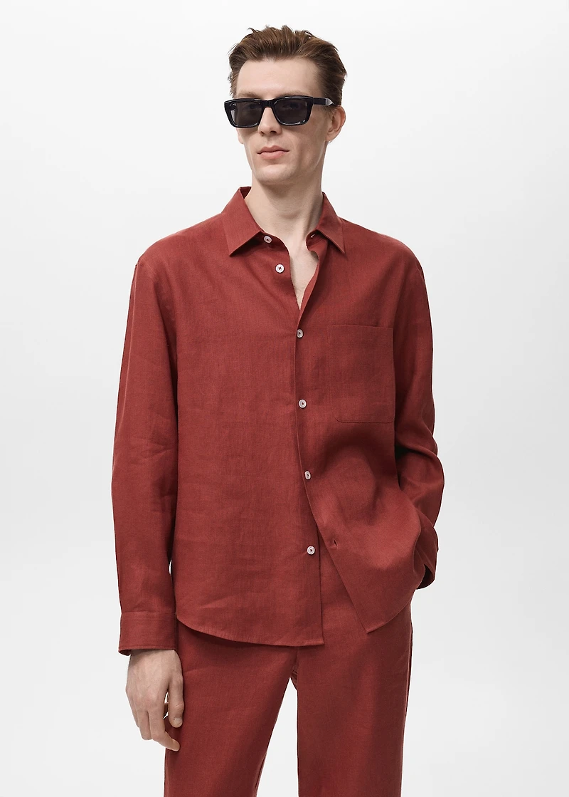 100% linen shirt with pocket