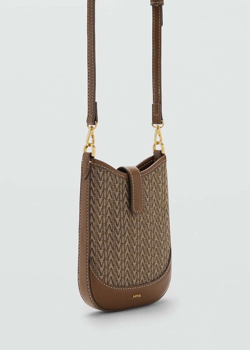 Jacquard crossbody cell phone case with logo