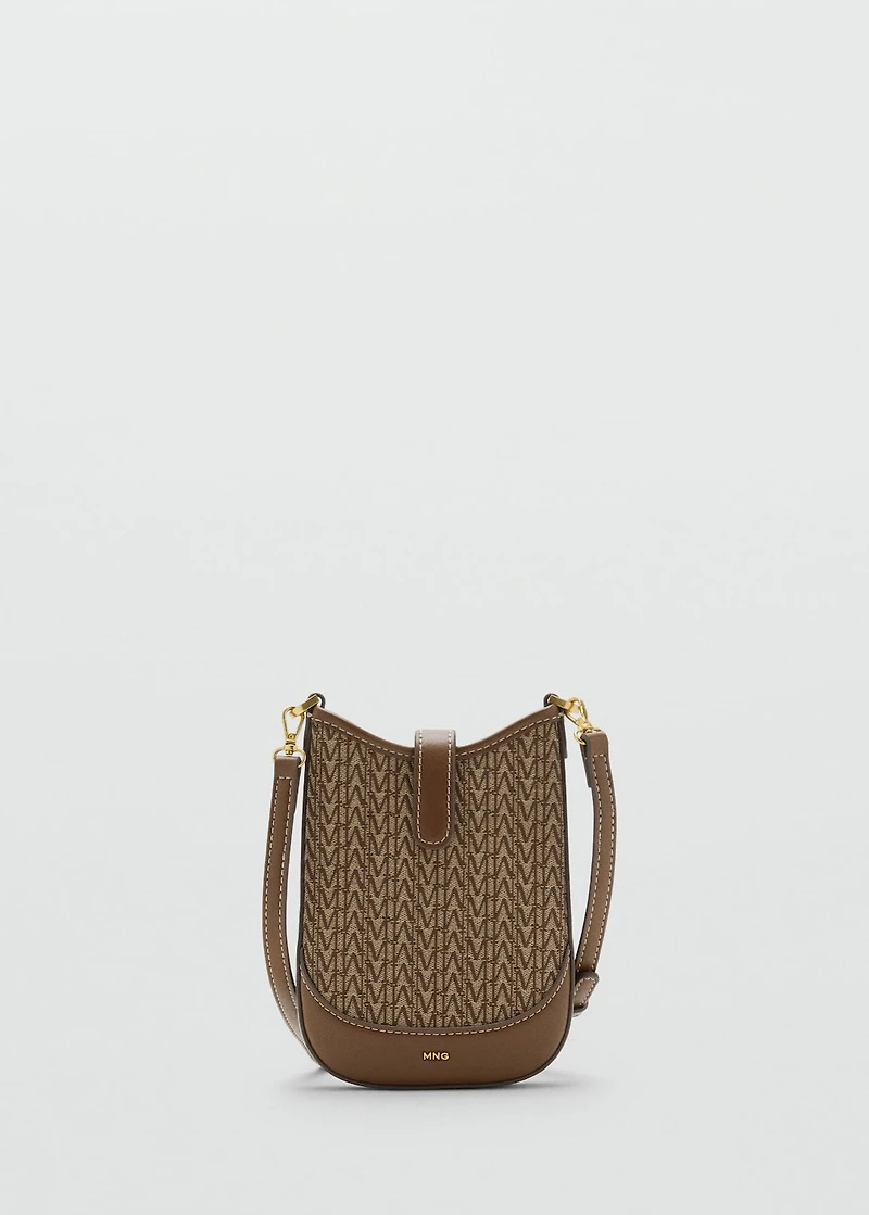 Jacquard crossbody cell phone case with logo