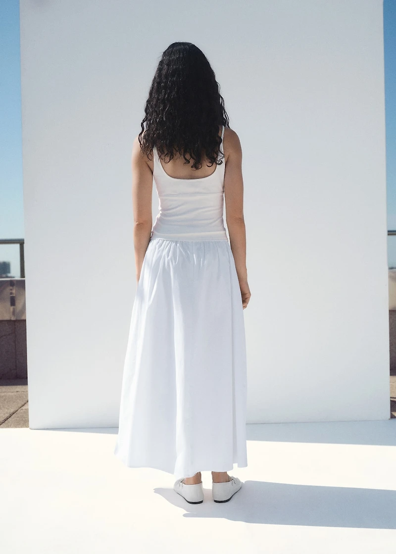 Midi cotton skirt with pleats