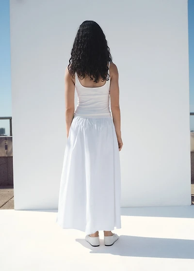 Midi cotton skirt with pleats