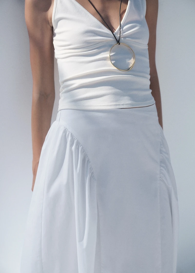 Midi cotton skirt with pleats