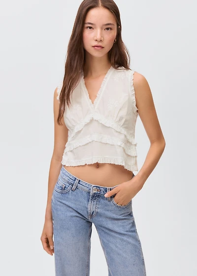 Ruffled embroidered blouse