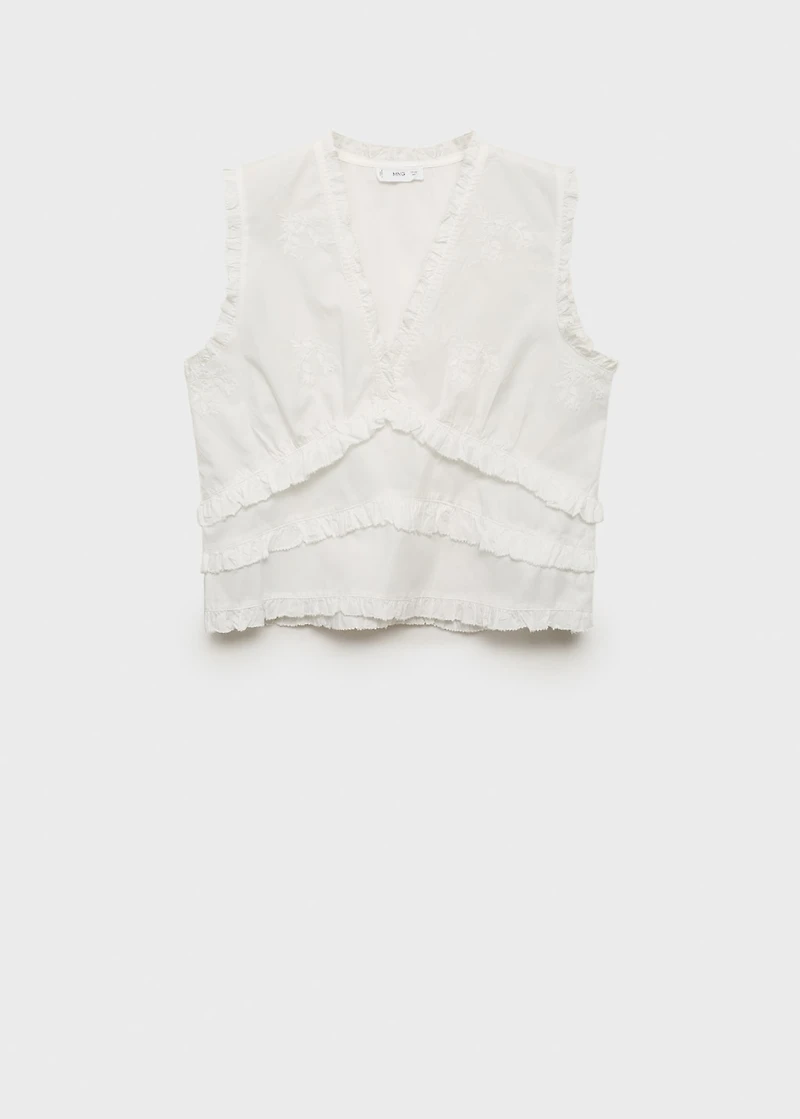 Ruffled embroidered blouse