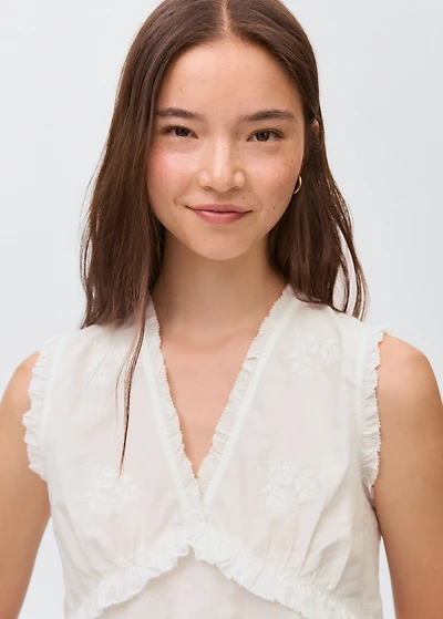 Ruffled embroidered blouse