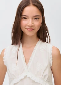 Ruffled embroidered blouse