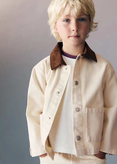 Denim barn jacket with contrasting collar