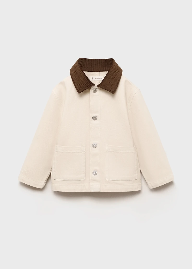 Denim barn jacket with contrasting collar