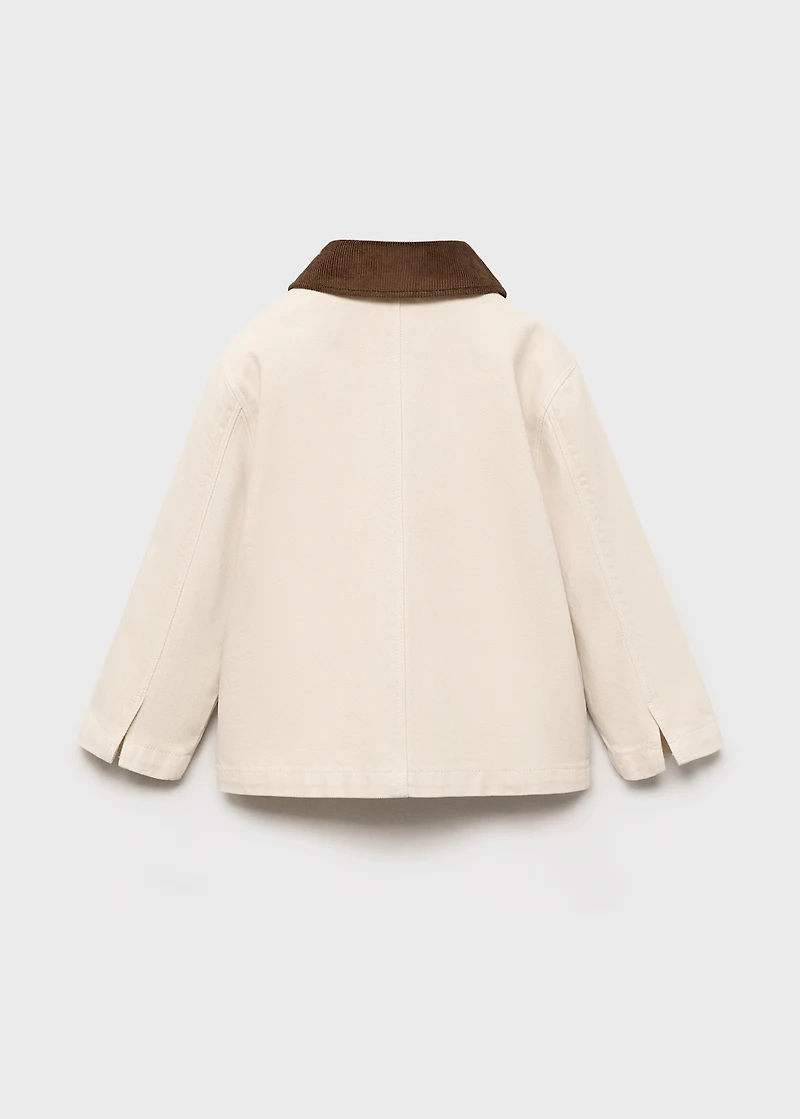 Denim barn jacket with contrasting collar