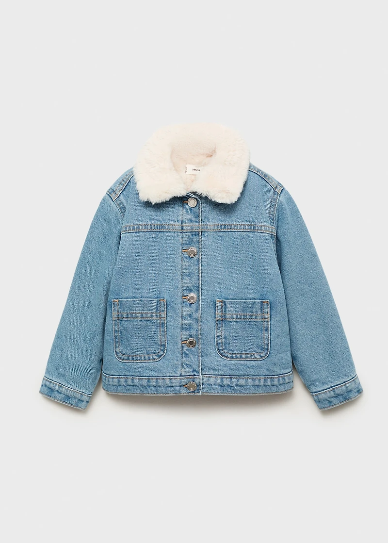 Fur-effect denim jacket