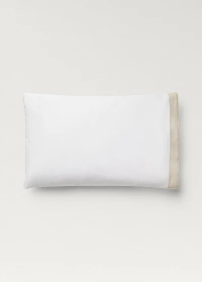 Two cotton percale pillowcases with linen border 50x75 cm