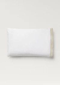 Two cotton percale pillowcases with linen border 50x75 cm