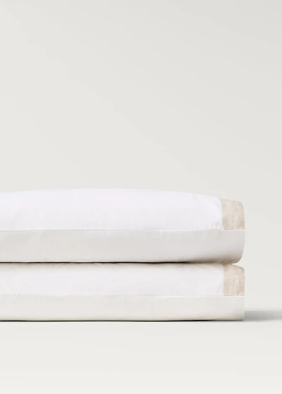 Two cotton percale pillowcases with linen border 50x75 cm