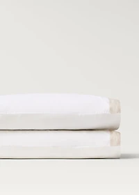 Two cotton percale pillowcases with linen border 50x75 cm