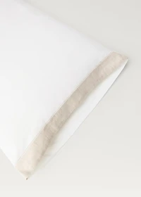 Two cotton percale pillowcases with linen border 50x75 cm