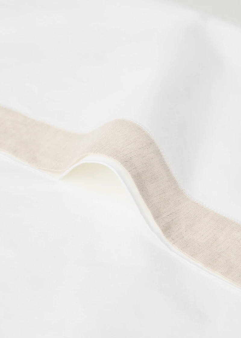 Two cotton percale pillowcases with linen border 50x75 cm