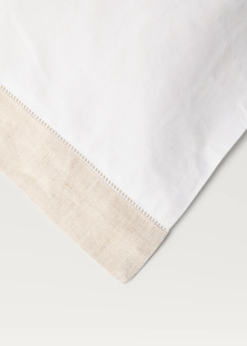 Cotton percale duvet cover with linen trim for 150/160 cm bed