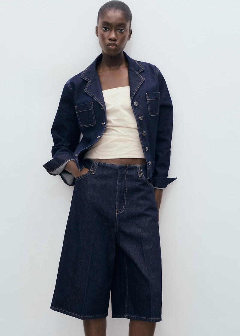 Mid-rise denim bermuda jorts