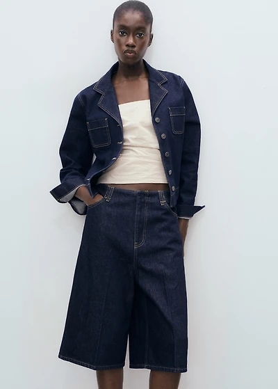 Mid-rise denim bermuda jorts